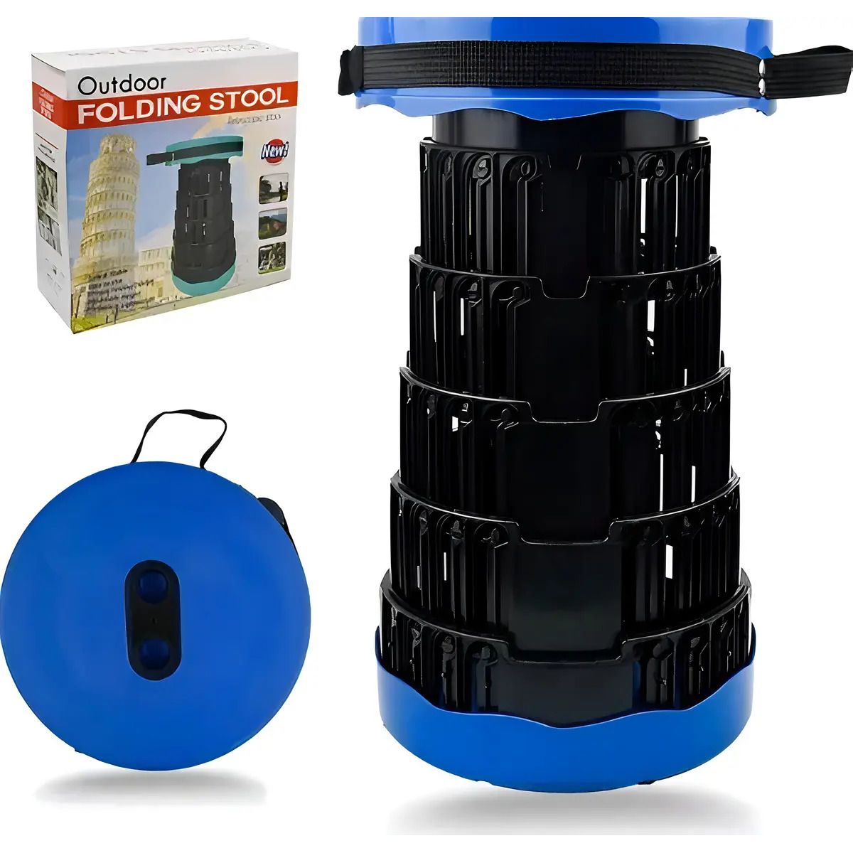 GENERICO - Silla Telescópica Plegable Osmao Camping Plástico Negro 150kg Soporte