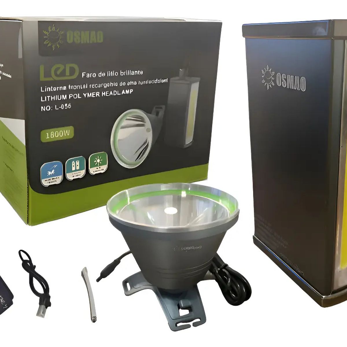GENERICO - Linterna Reflector Osmao 1800W con Luz Roja LED para Caza y Minería