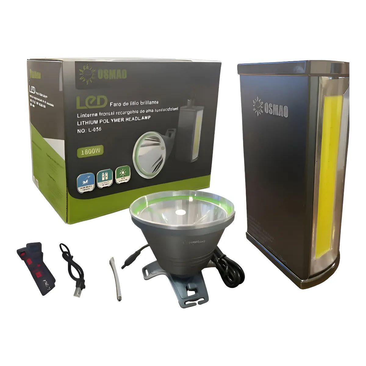 GENERICO - Linterna Reflector Osmao 1800W con Luz Roja LED para Caza y Minería