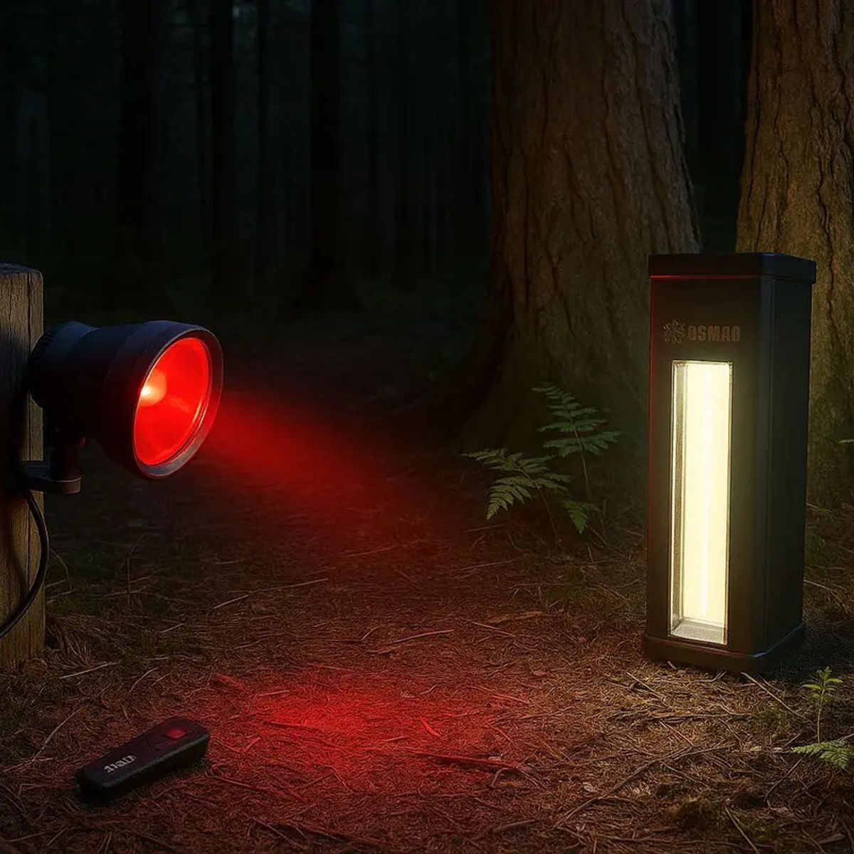 GENERICO - Linterna Reflector Osmao 1800W con Luz Roja LED para Caza y Minería