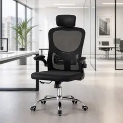 SPACE HOME - Silla De Oficina Negra Con Respaldo De Malla Y Soporte Lumbar