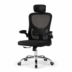 SPACE HOME - Silla Dorian De Oficina Negra Con Malla Y Base Cromada Con Ruedas