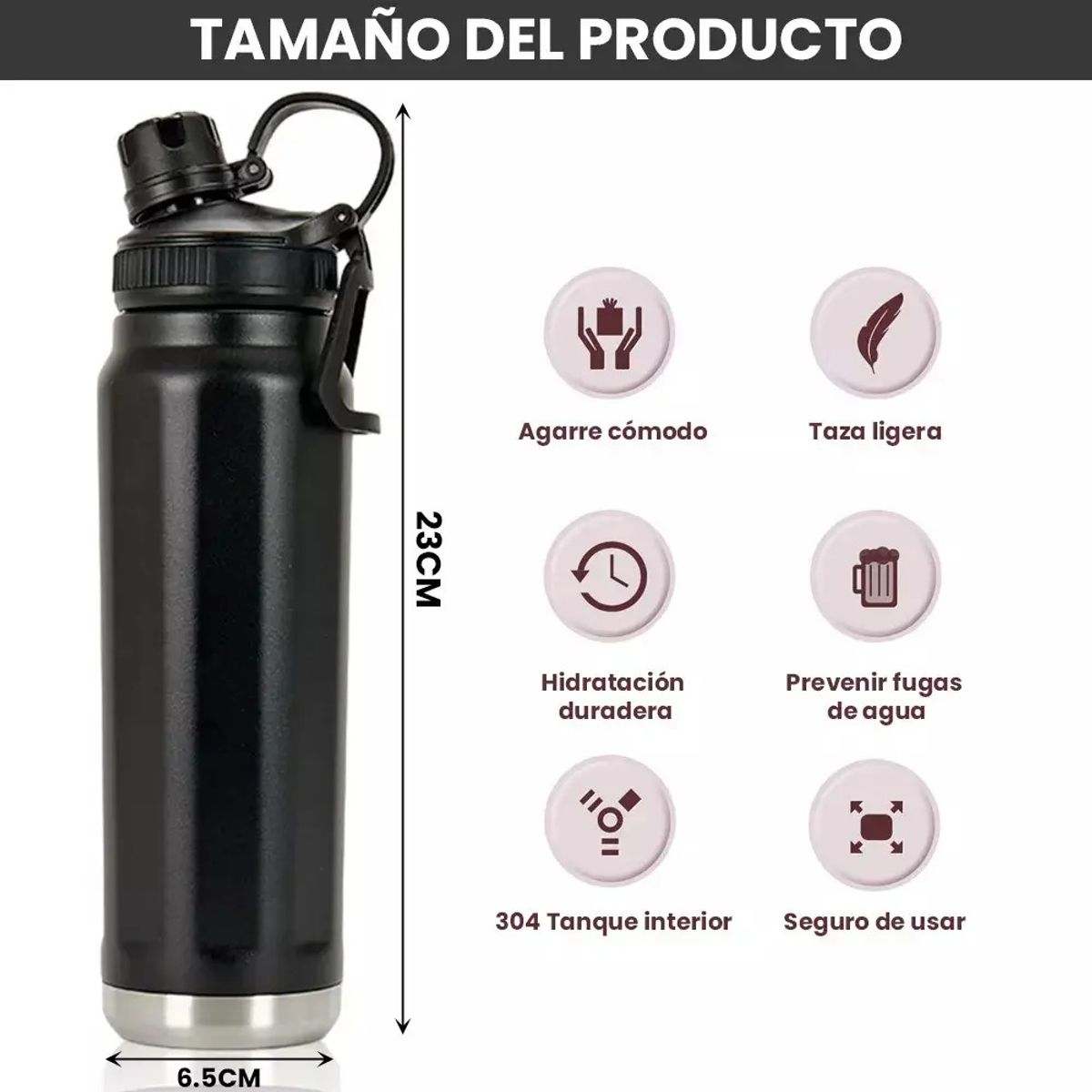 GENERICO - Termo Botella Agua Termica Acero Inoxidable 1000 Ml