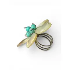 TAETHAI - Anillo metálico con pétalos de Nácar