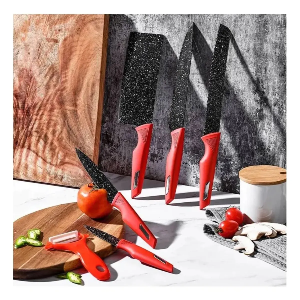 GENERICO - Set 6 Cuchillos De Cocina Profesional Para Chef