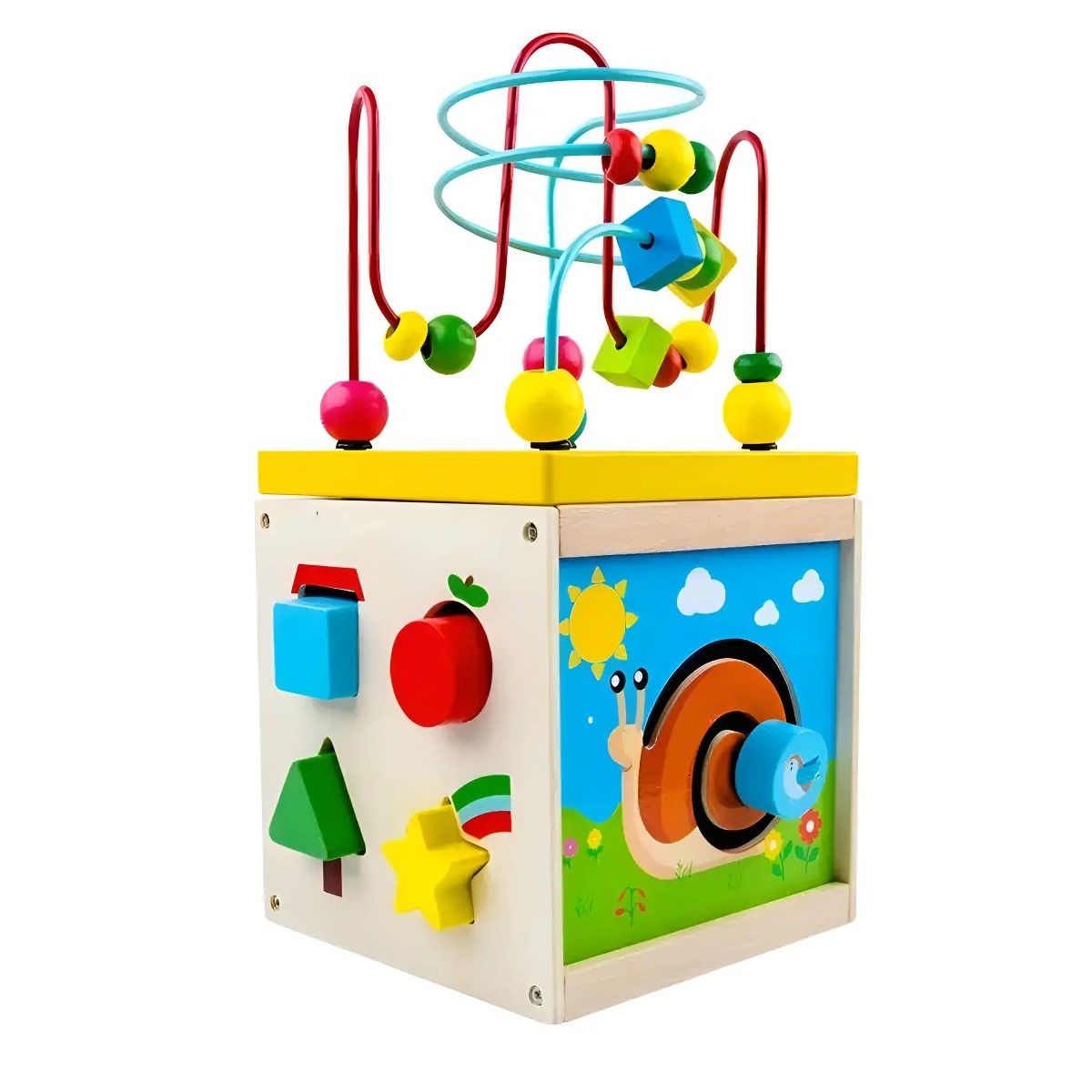 GENERICO - Cubo Didáctico Madera JKR Baby 7 Piezas Bebés 0-24 Meses Educativo BELUG