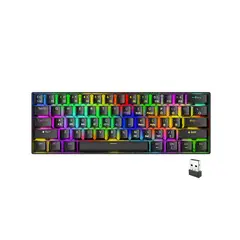 GENERICO - Teclado Mecánico Inalámbrico para Gaming 60% de 61 Teclas Negro