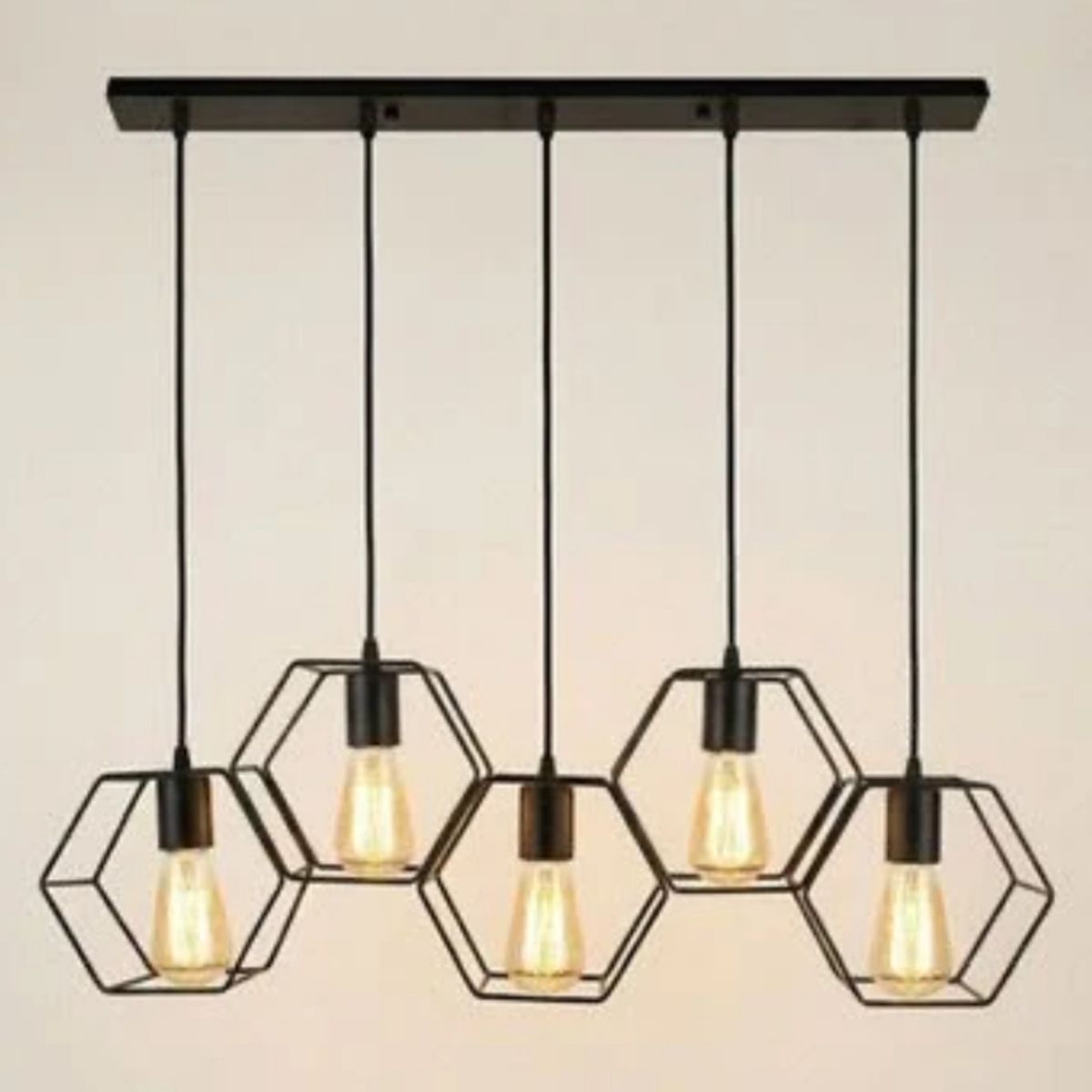 ARTIHOGAR - LAMPARA COLGANTE BASE LINEAL 5 LUCES FORMA HEXAGONAL  BERRY