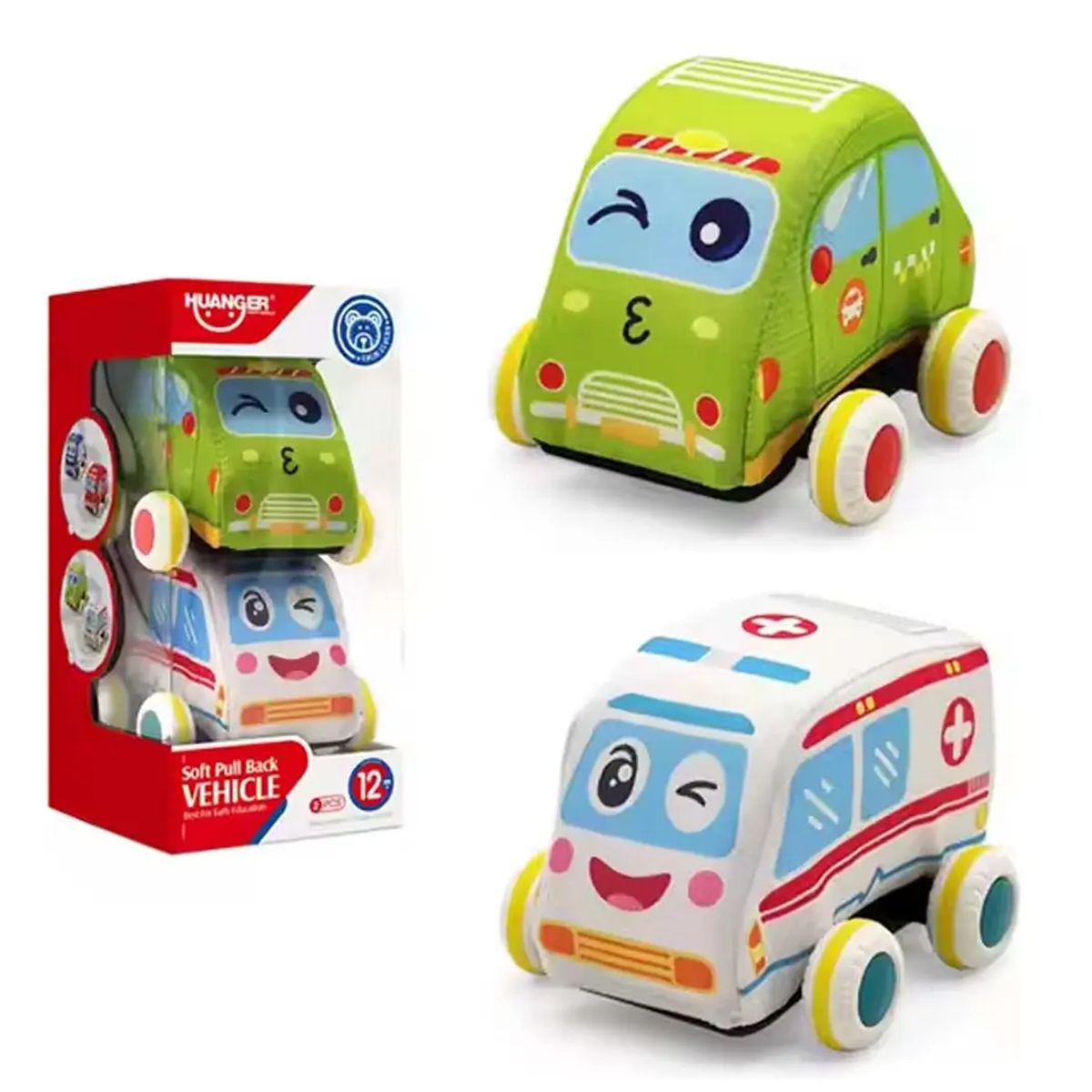 GENERICO - Set de 2 Autos de Peluche para Bebés - Vehículos de Tela Blandos y Seguros