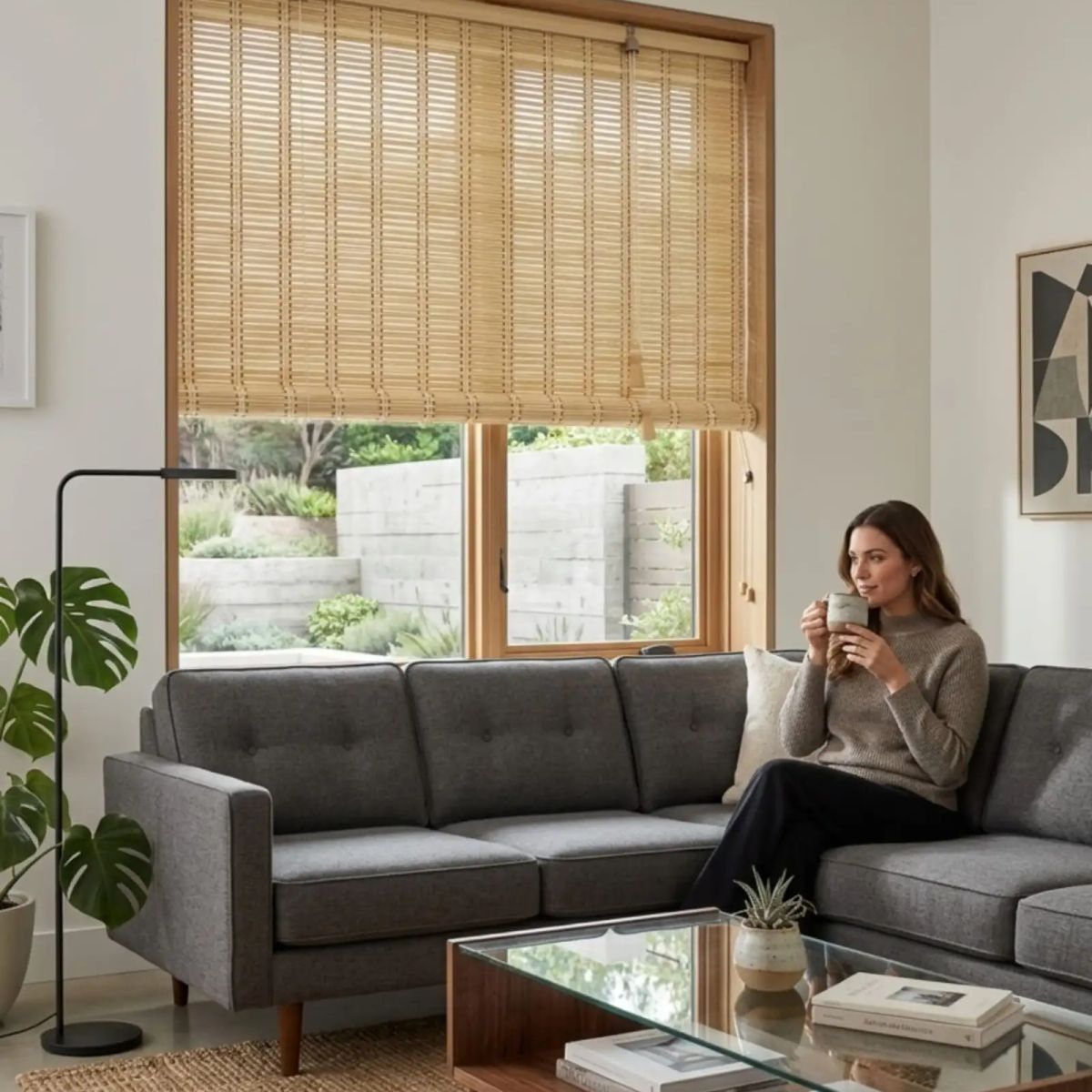 GENERICO - Set 2 Cortinas Roller De Bambu Diseño Natural 180x180cm