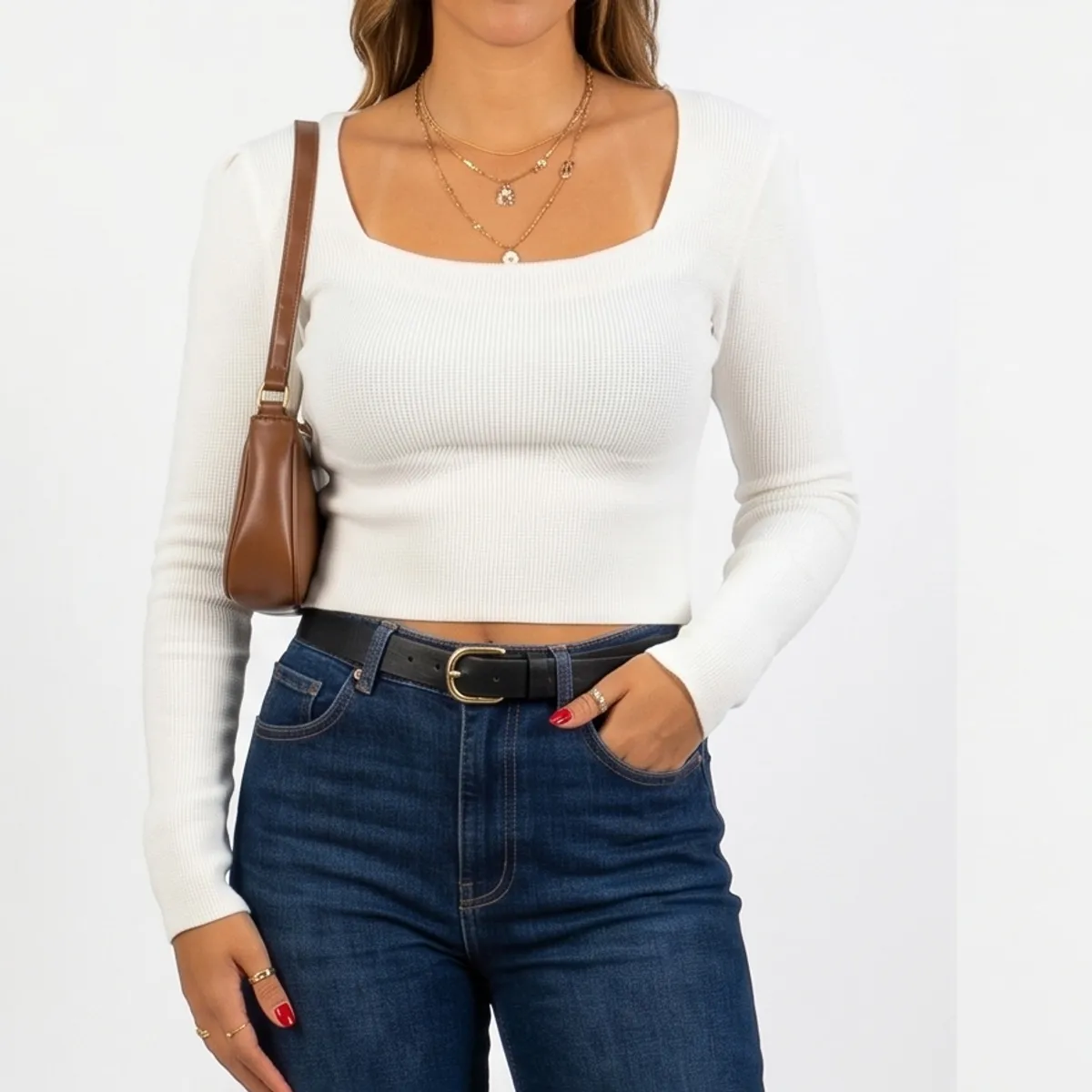 HIPSY SWIMWEAR - Sweater Top invierno Crop ribbed colores spandex