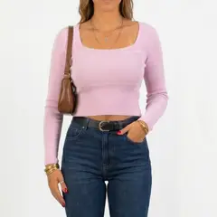 HIPSY SWIMWEAR - Sweater Top invierno Crop ribbed colores spandex