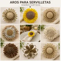GENERICO - Aro Servilleta Diseno Surtido Fibra Natural Mesa Hogar