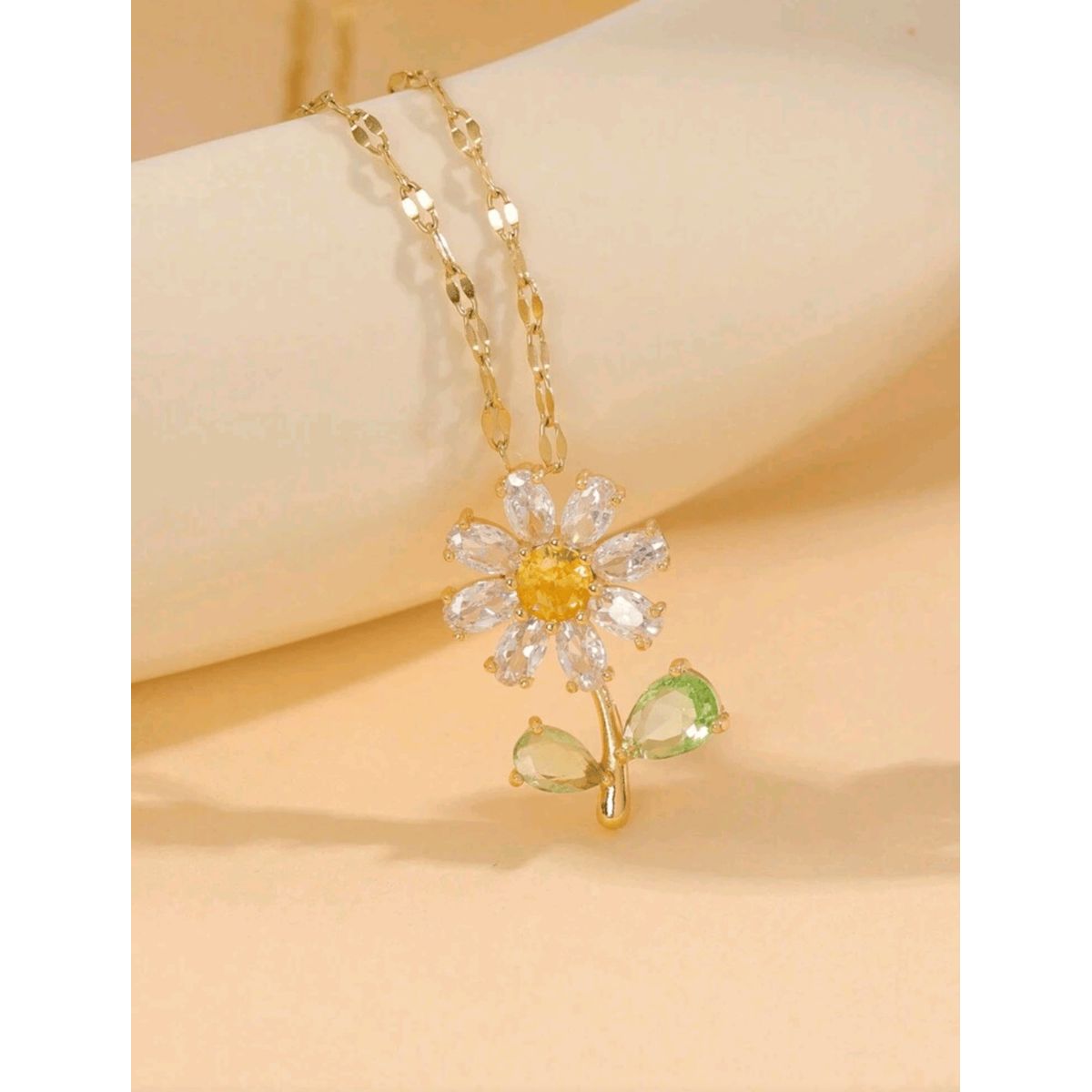 GENERICO - Collar Girasol  completo  Acero Inoxidable y chapado en oro 18k