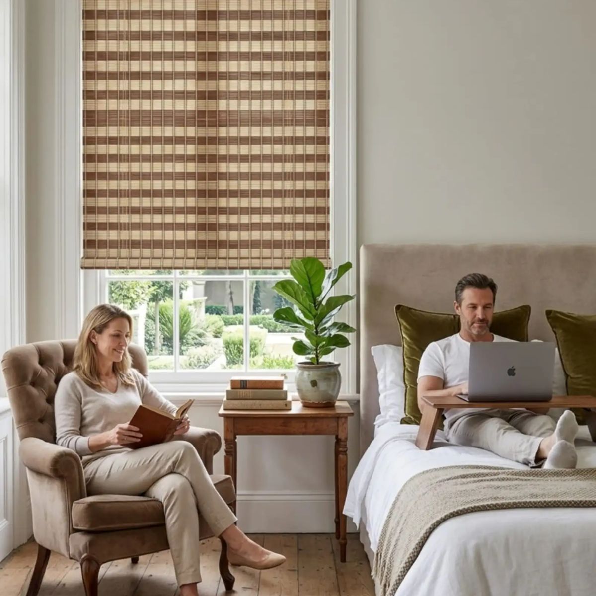 GENERICO - Pack 2 Cortinas 180x180cm Roller De Bambu De Alta Calidad