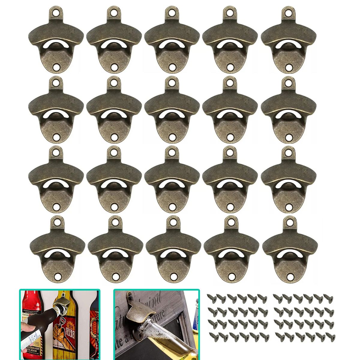 GENERICO - 20 Abrebotellas De Pared Con Tornillos Para Barras De Party