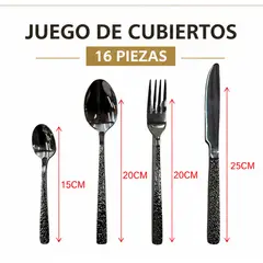 GENERICO - Juego Cubiertos 16 Piezas Acero Mango Texturizado Mesa