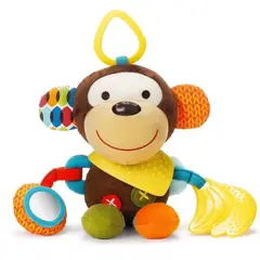 GENERICO - Peluche Sensorial Mono Mordedor y Sonajero de Felpa para Bebés