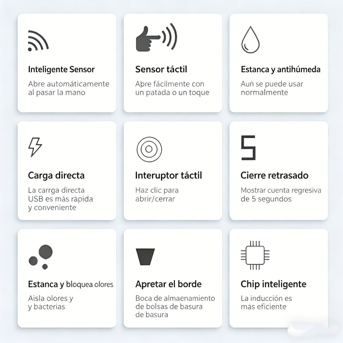 KUANGYE - Busurero Papelera Inteligente De Sensor Sin Contacto Plus De 25 Ltro