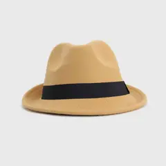 GENERICO - Sombrero fedora fieltro mostaza 0087MZ