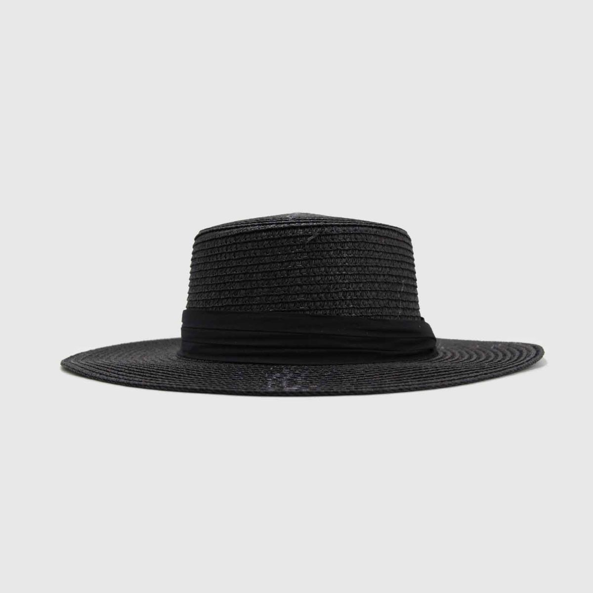 GENERICO - Sombrero rafia plano negro 0078NE