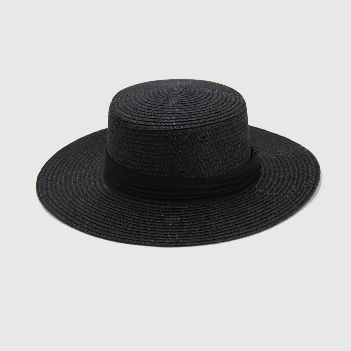 GENERICO - Sombrero rafia plano negro 0078NE