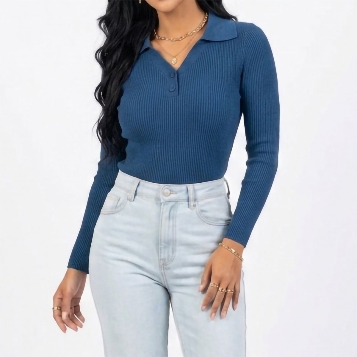 HIPSY SWIMWEAR - Top invierno básico mujer cuello polo colores