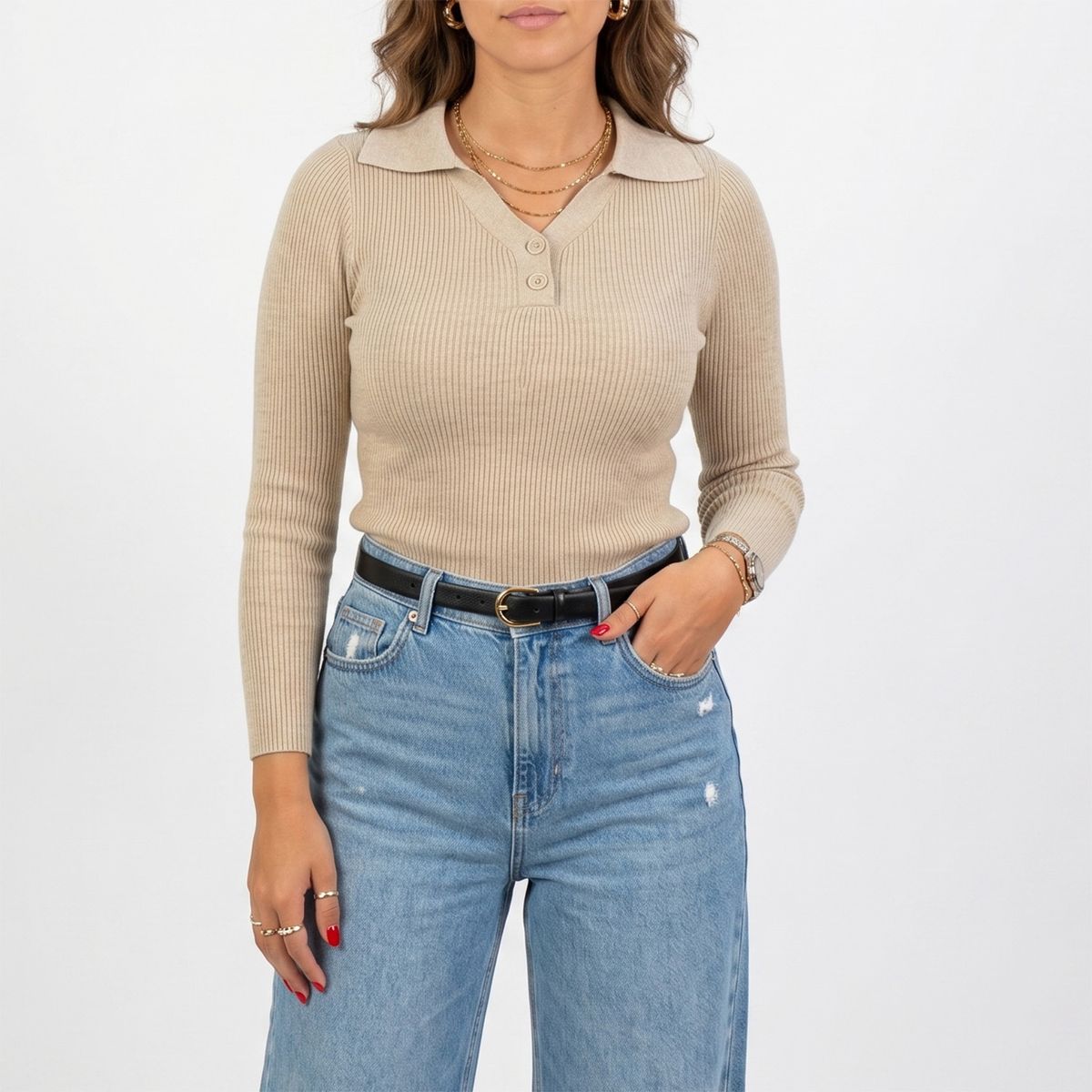HIPSY SWIMWEAR - Top invierno básico mujer cuello polo colores