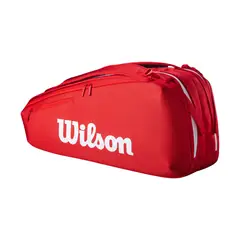WILSON - Bolso Raquetero Super Tour Red 6R Tenis 6 Raquetas