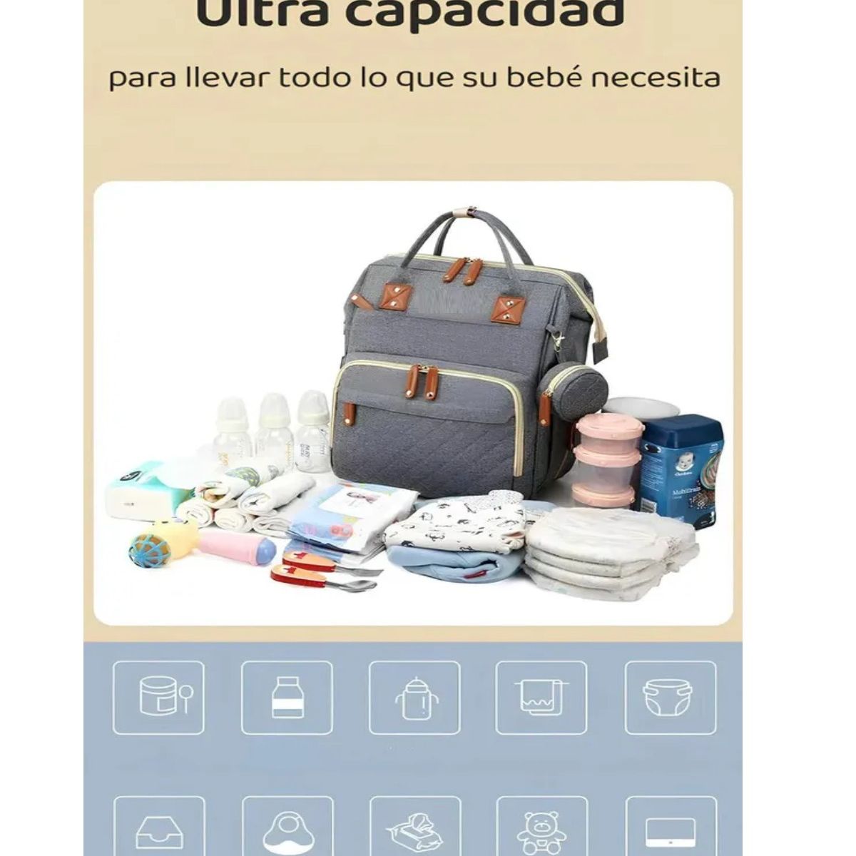 GENERICO - Mochila Maternal Impermeable Con Accesorios Azul Labg