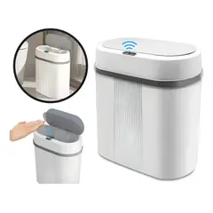 KUANGYE - Basurero Automatico Con Sensor De Movimiento Blanco Papelera