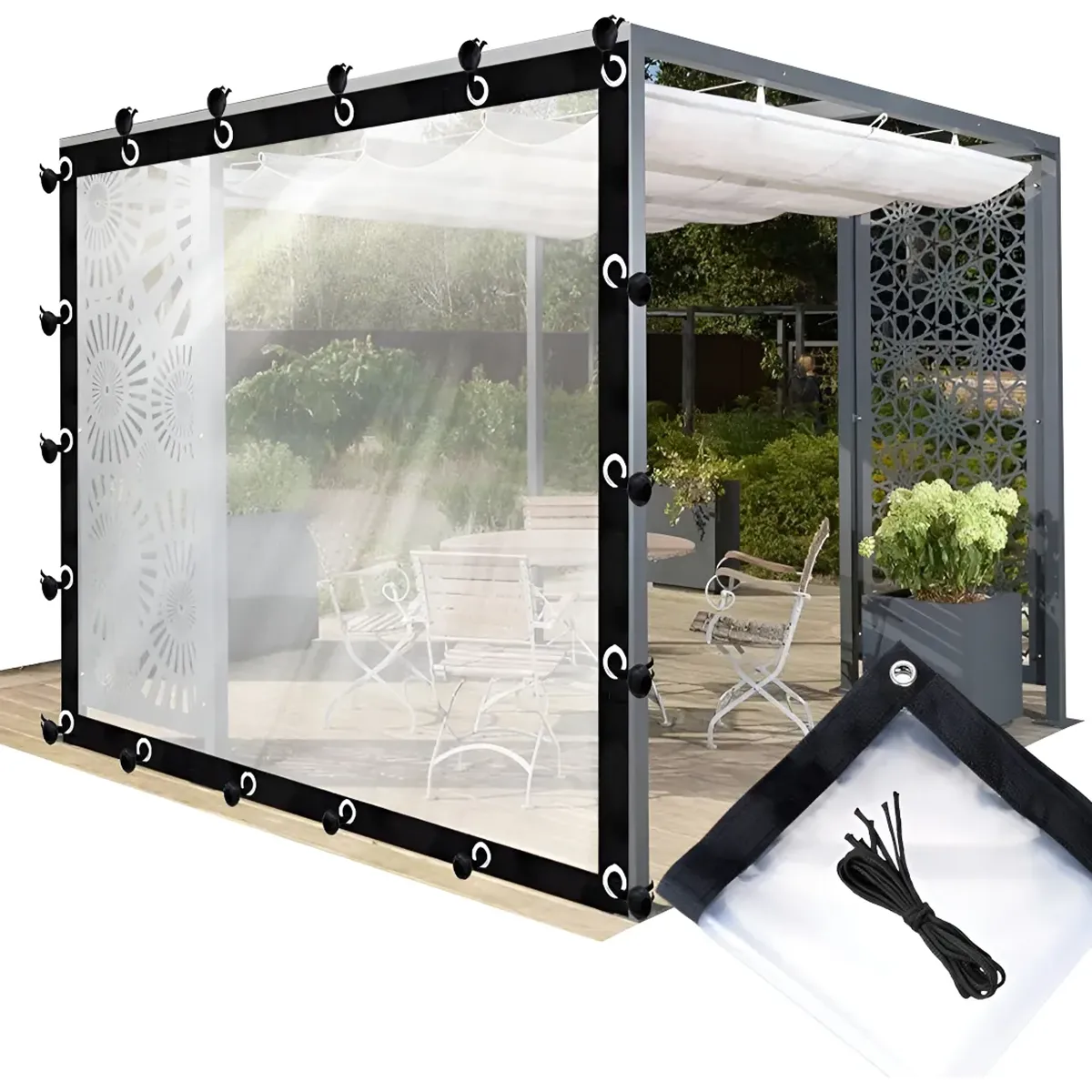 GENERICO - 3×4m Lonas Transparentes Resistentes Impermeables+10m Cuerda