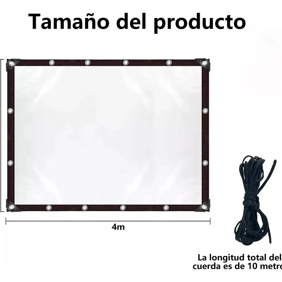 GENERICO - 3×4m Lonas Transparentes Resistentes Impermeables+10m Cuerda