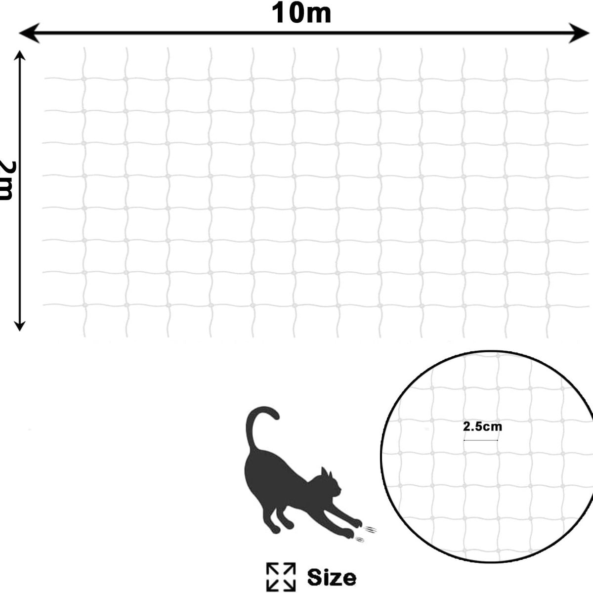10x2m Red Malla Seguridad Anticaida Protector Para Mascotas, marca KUANGYE - Foto 2