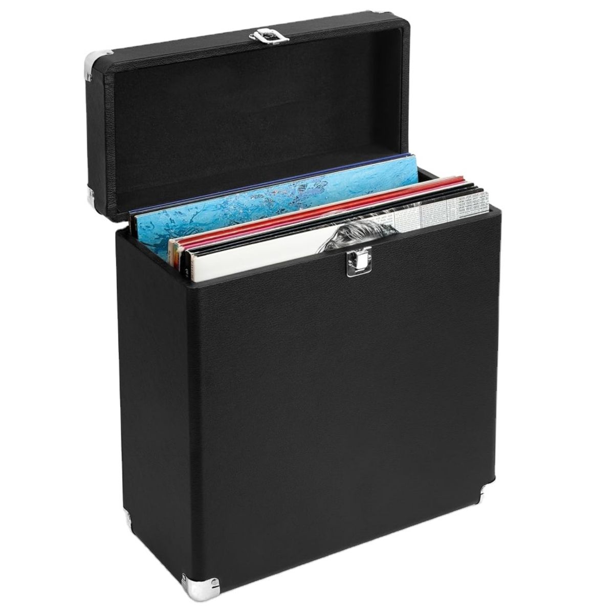 GENERICO - Case Maleta Porta Vinilos Hasta 30 Discos Tipo Singles Negro