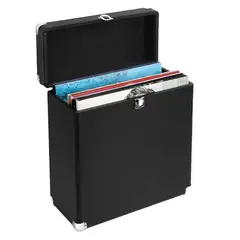 GENERICO - Case Maleta Porta Vinilos Hasta 30 Discos Tipo Singles Negro
