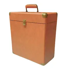 GENERICO - Case Maleta Porta Vinilos Hasta 30 Discos Tipo Singles Marrón