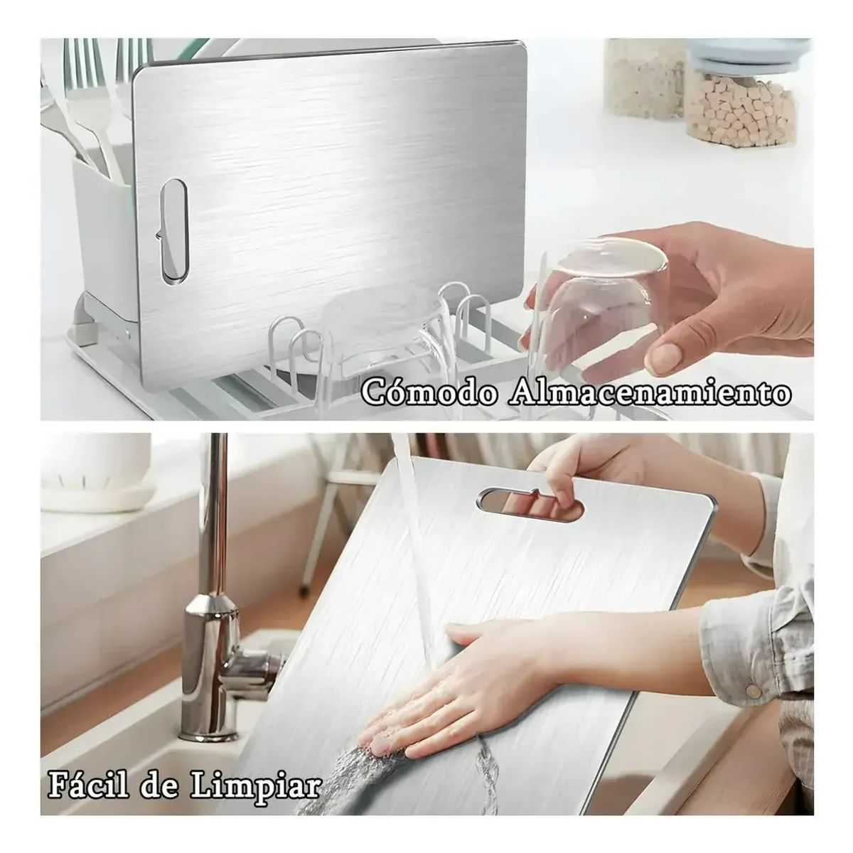 KUANGYE - Kit 7 Tablas De Picar Alimento De Cocina Acero Inoxidable