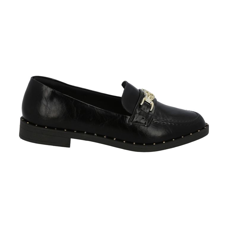 Mocasin Mujer Negro/Dorado Antonella