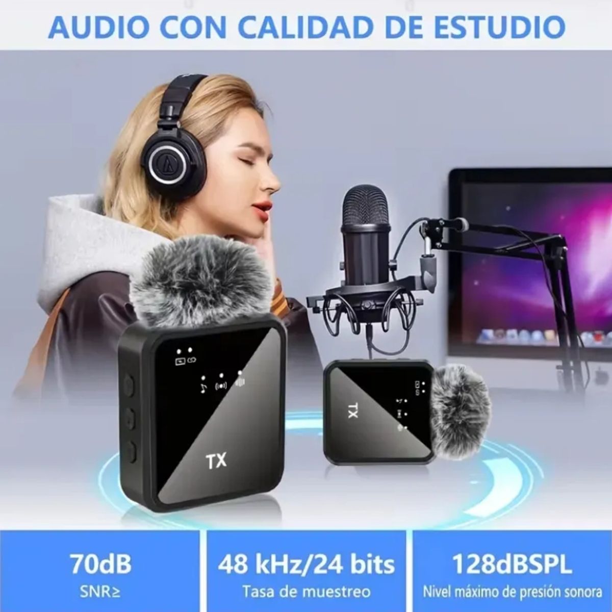 IRM - Microfono 3en1 Inalambrico Solapa Iphone Android Tipo C Grabacion Video Tik Tok Pro FIGOIMPORT