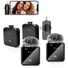 IRM - Microfono 3en1 Inalambrico X2 Solapa Iphone Android Tipo C Grabacion Video Tik Tok Pro FIGOIMPORT