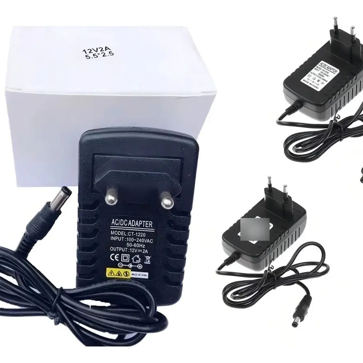 GENERICO - Pack 3 Transformadores Osmão 12V 2A Voltaje Entrada 110V 220V Negro