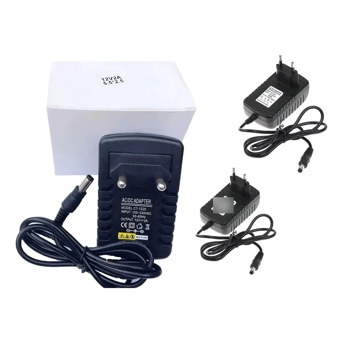 GENERICO - Pack 3 Transformadores Osmão 12V 2A Voltaje Entrada 110V 220V Negro
