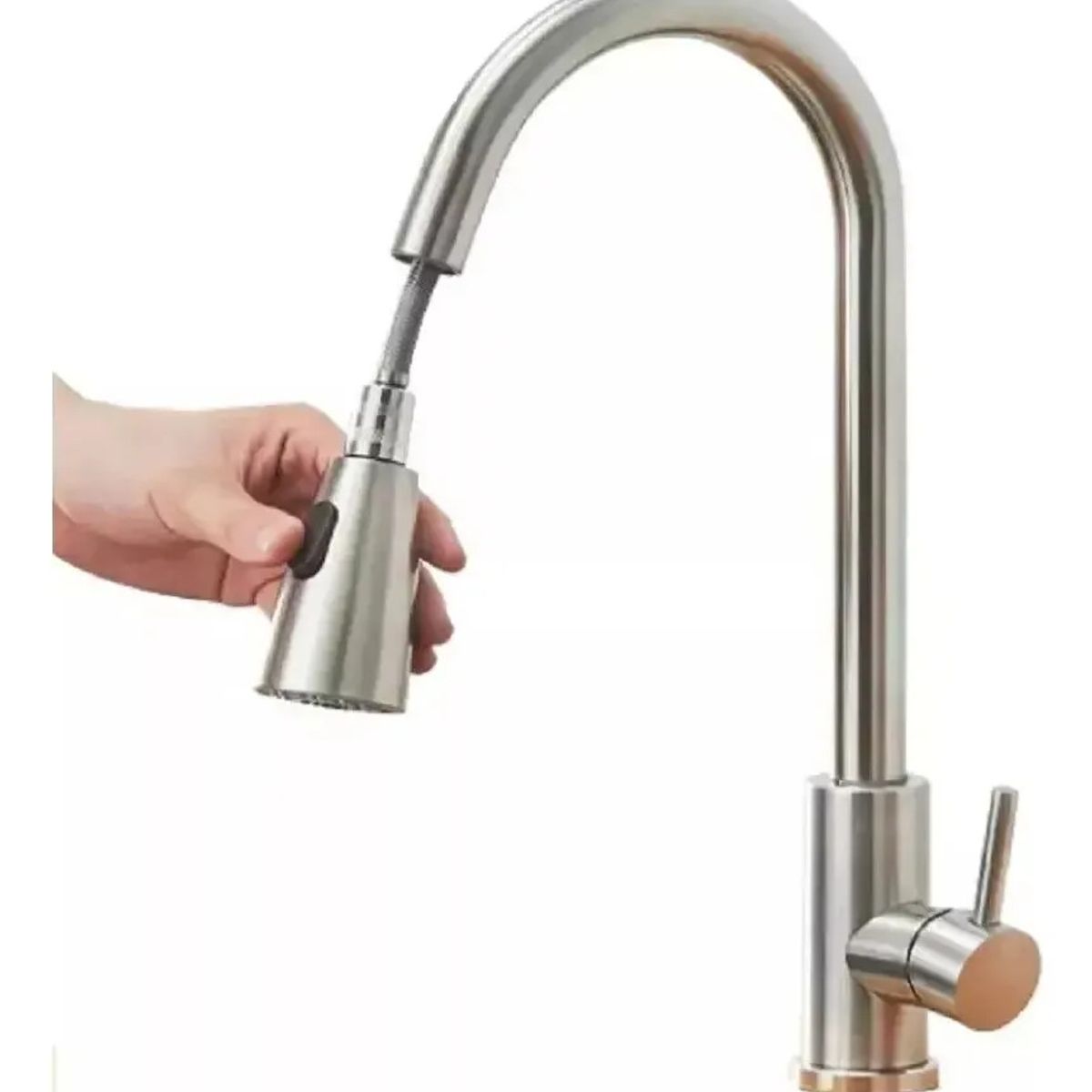 GENERICO - Llave Monomando Lavaplatos Extensible Profesional Niquel Gris Níquel