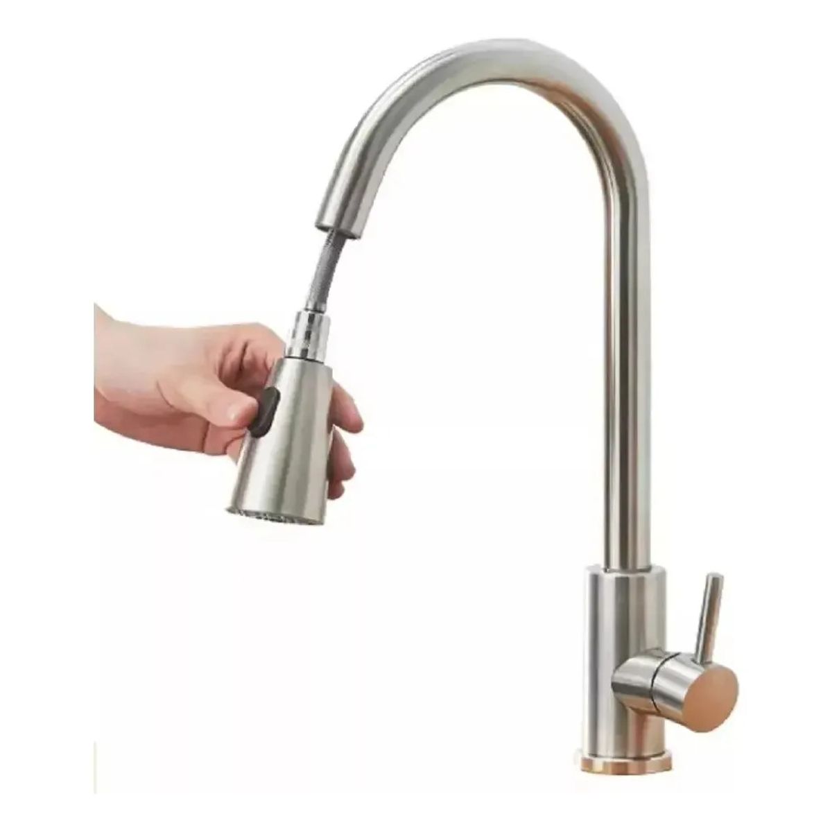 GENERICO - Llave Monomando Lavaplatos Extensible Profesional Niquel Gris Níquel