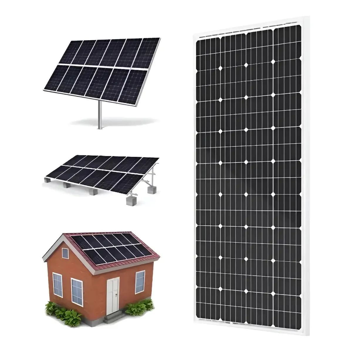 GENERICO - Panel Solar Monocristalino Fotovoltaico 12v 200w Color Negro Osmao