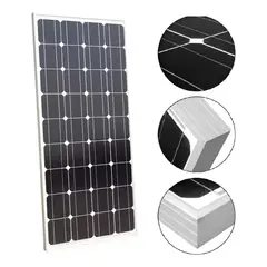 GENERICO - Panel Solar Monocristalino Fotovoltaico 12v 100w Color Negro Voltaje Máximo Del Sistema 21v