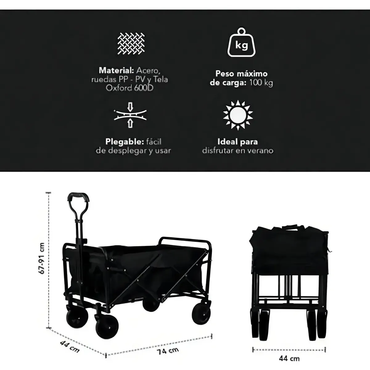 GENERICO - Carrito Para Compras Plegable Ideal Para El Camping