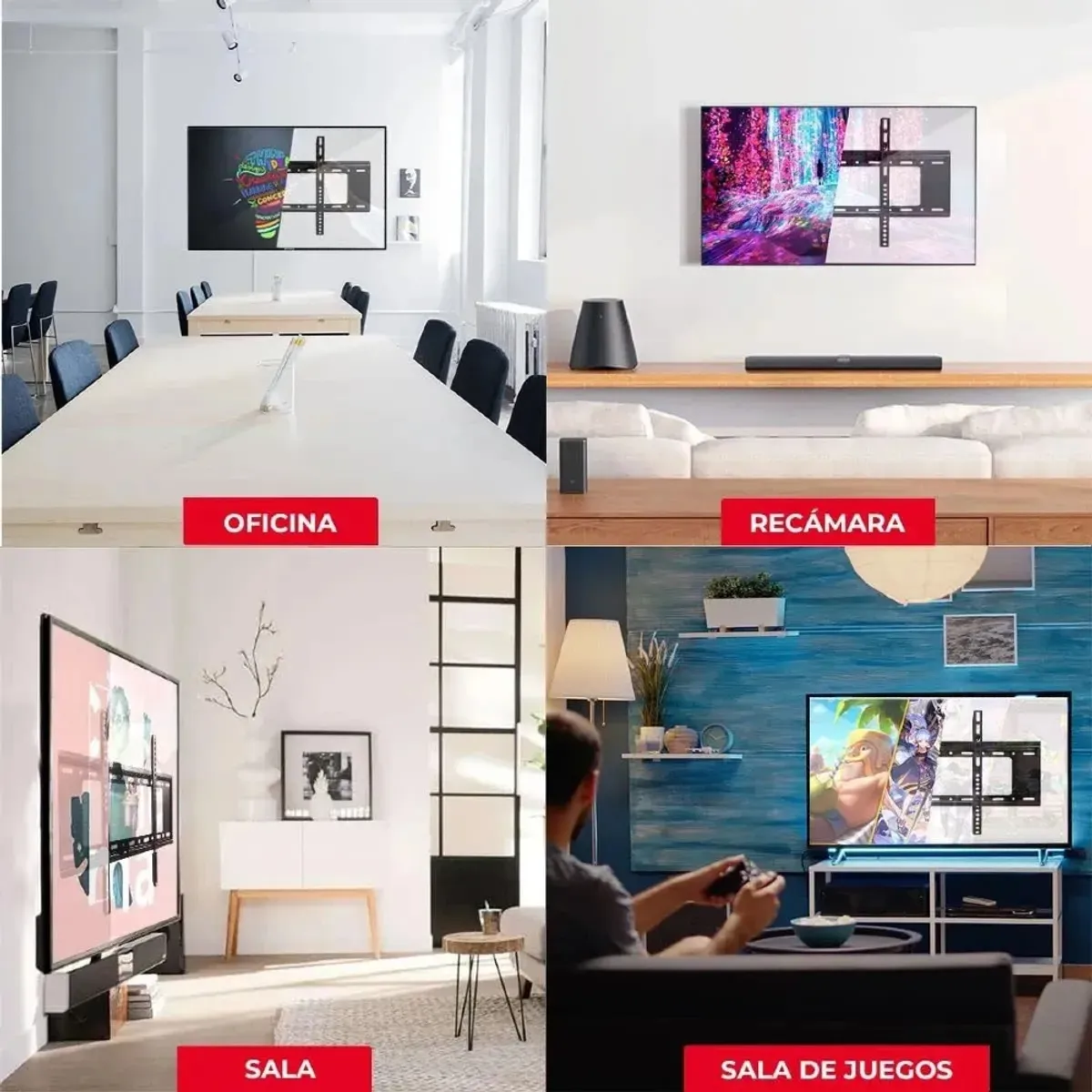 IRM - Soporte Tv 26 A 63 X2 Pulgadas Fijo Pared Muro Base Smart Tv Reforzado Universal Calidad FIGOIMPORT