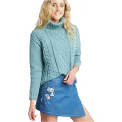ME QUIERE MUCHO POQUITO NADA - Mini Falda Jeans Bordado Pájaro - Bird - MQM